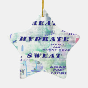 Work Out Body Building Gal at the Gym Breath Sweat Ceramic Ornament