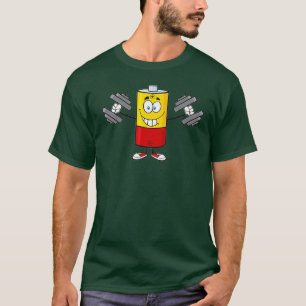 Work out fun and humor with a smiling battery in t T-Shirt