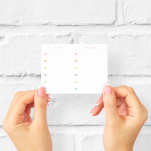 Work Personal Pastel Hearts Checklist Post-it Notes