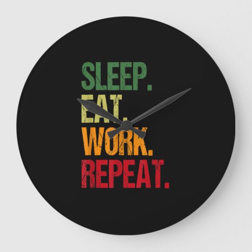 Work Repeat Hamster Wheel Large Clock