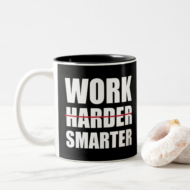 Work Smarter Not Harder Motivational Two-Tone Coffee Mug (With Donut)