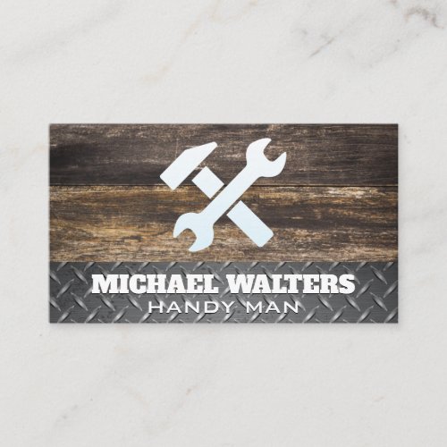Work Tools  Wooden Boards Steel Business Card
