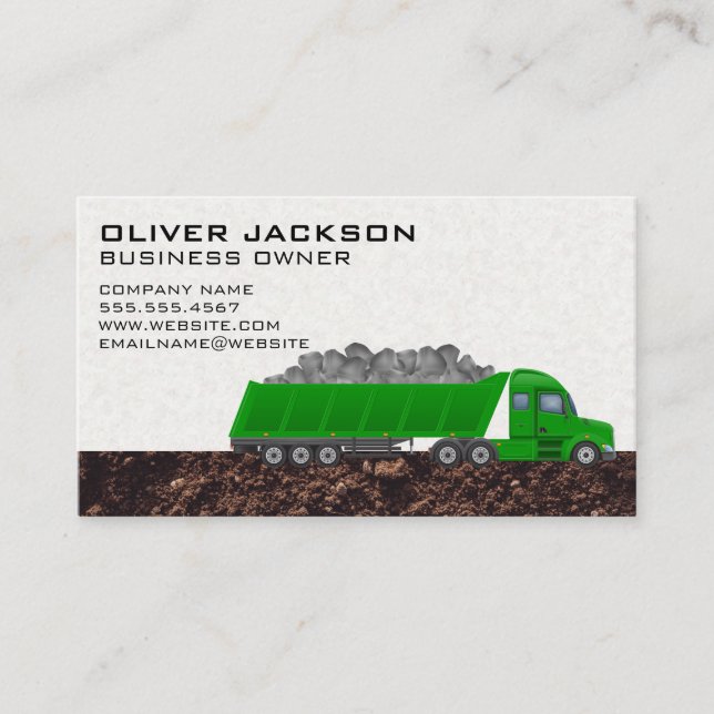 Work Truck Hauling Rock and Material Business Card (Front)
