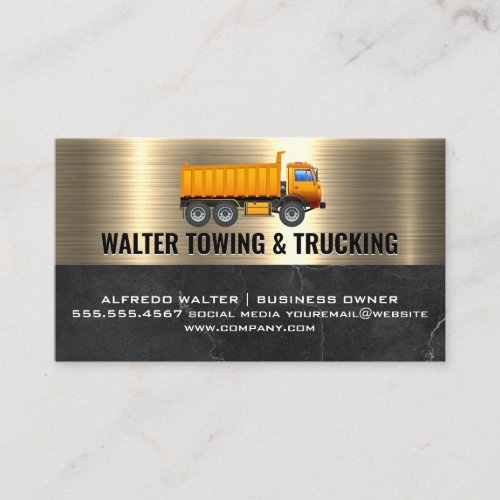 Work Truck  Metallic Gold Marble Business Card