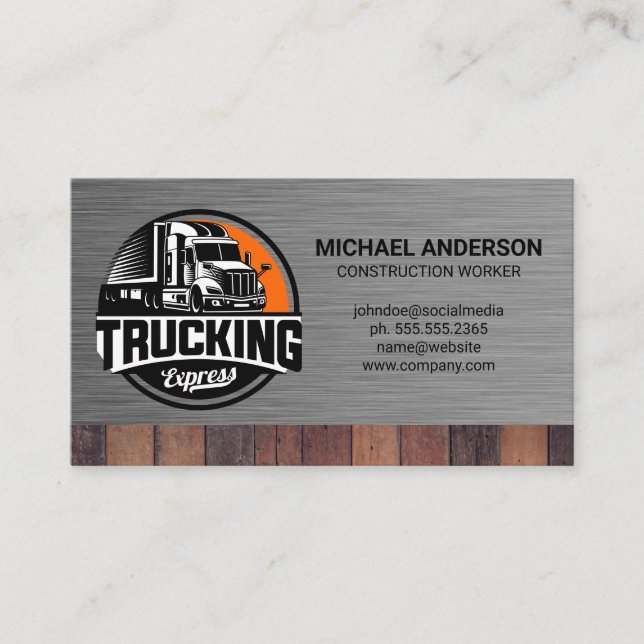 Work Truck Transport | Steel | Wood Business Card (Front)