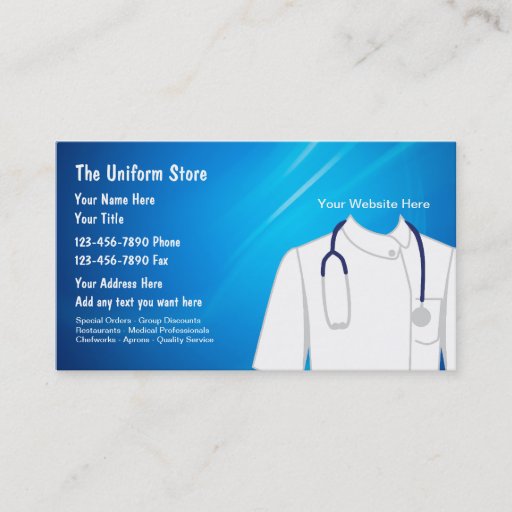 Customizable Work Uniform Supplies Business Cards