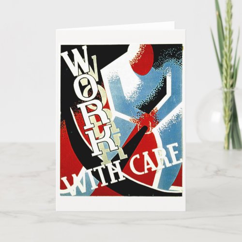 Work With Care _ Vintage Depression Era WPA Poster Thank You Card