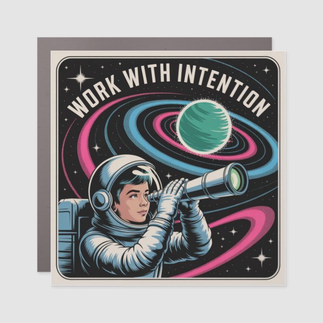 Work With Intention Car Magnet (Front)
