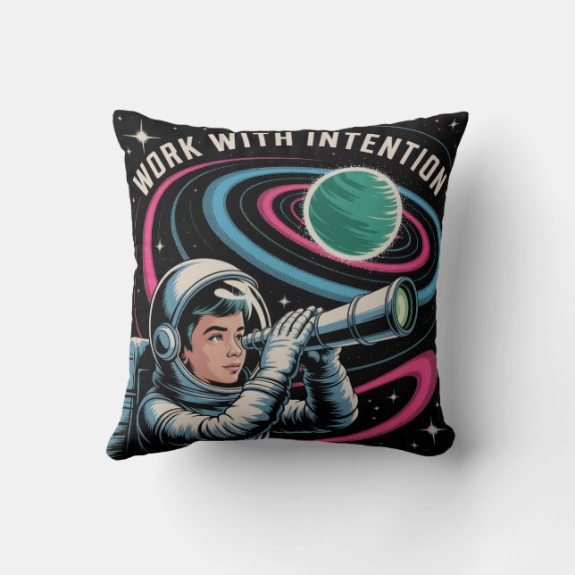 Work With Intention Throw Pillow (Back)