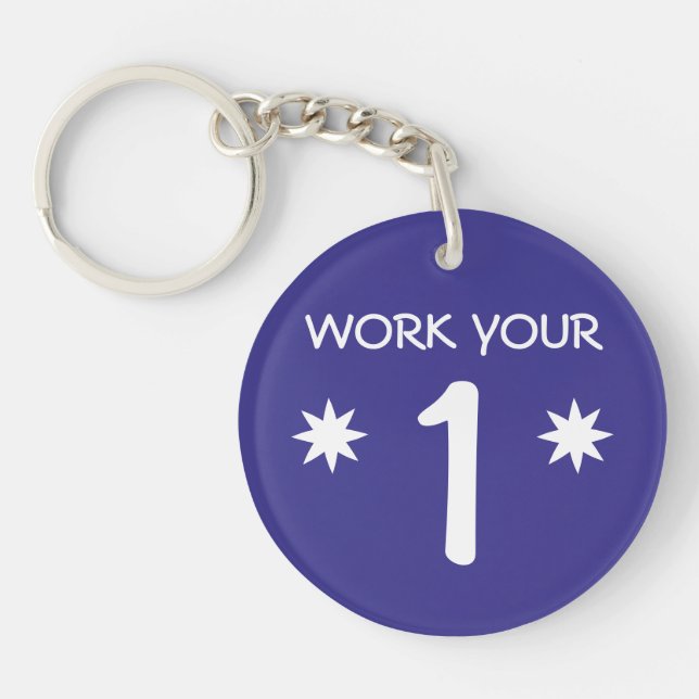 "WORK YOUR 1" Numerology Key Chain (Choose color) (Front)