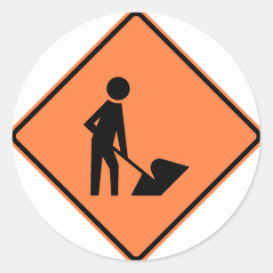 men at work orange sign