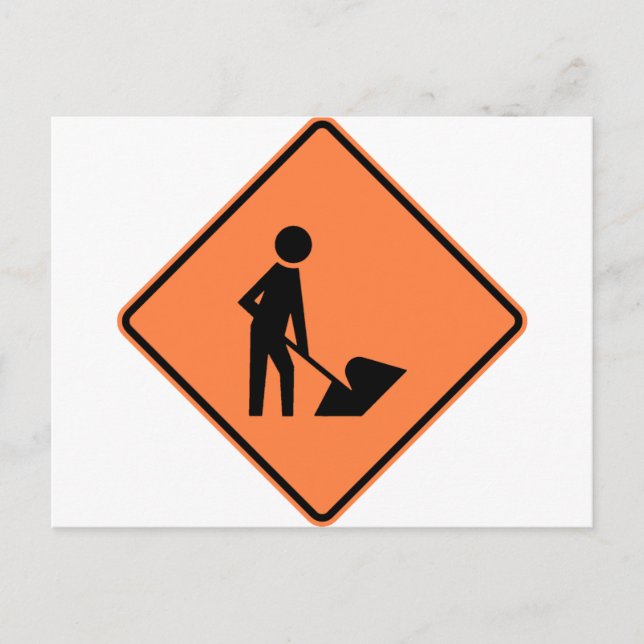 Work Zone Highway Construction Sign Postcard (Front)