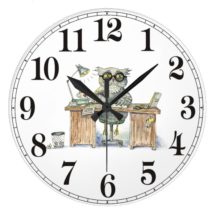 Workaholic night owl wall clocks