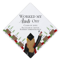 Worked my Assets Off Business Major Blonde Graduation Cap Topper