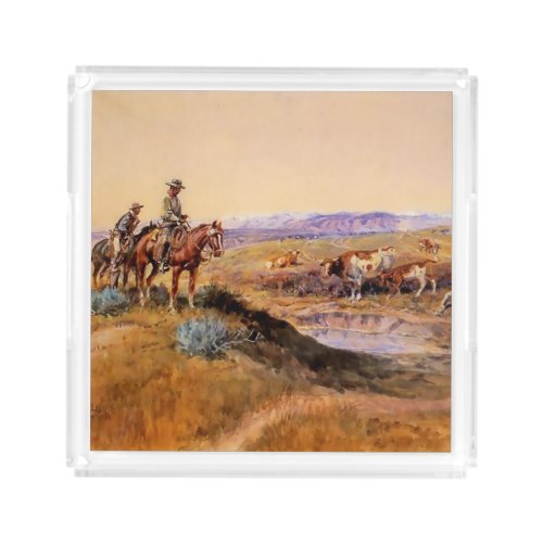 Worked Over Western Art by Charles M Russell Acrylic Tray