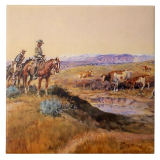 “Worked Over” Western Art by Charles M Russell Ceramic Tile