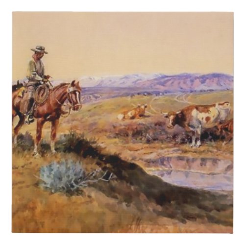 Worked Over Western Art by Charles M Russell Faux Canvas Print