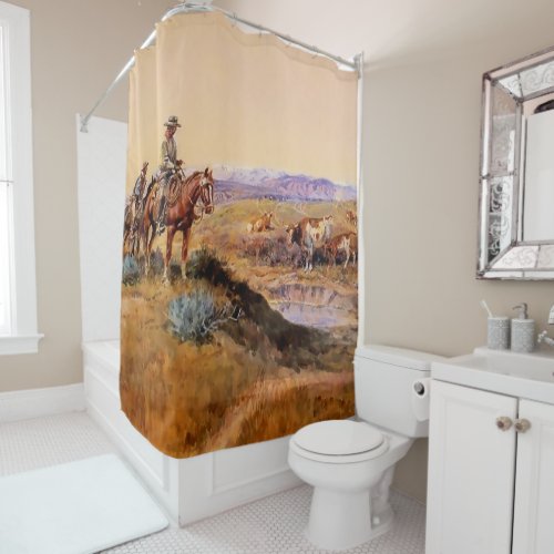 Worked Over Western Art by Charles M Russell Shower Curtain