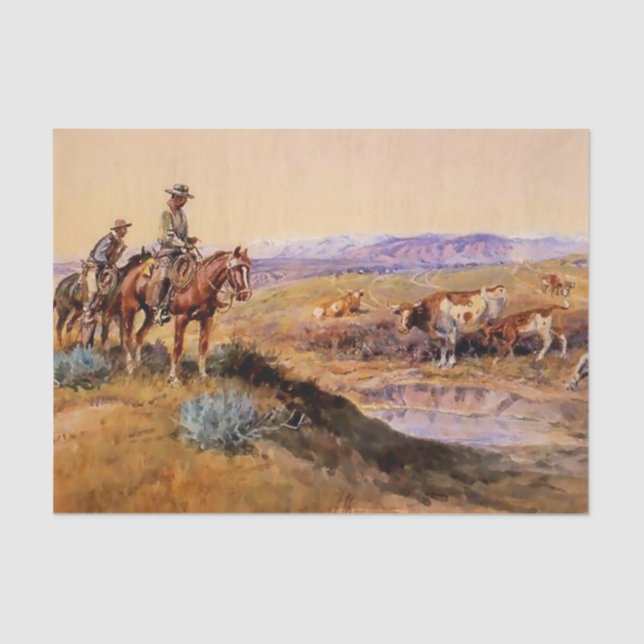 “Worked Over” Western Art by Charles M Russell Tissue Paper (Front)
