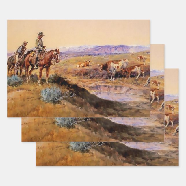 “Worked Over” Western Art by Charles M Russell Wrapping Paper Sheets (Set)