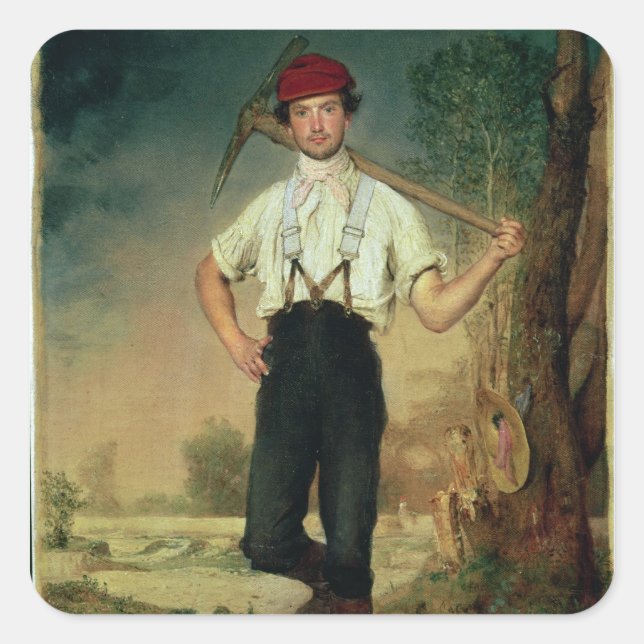 Worker, 1848 square sticker (Front)