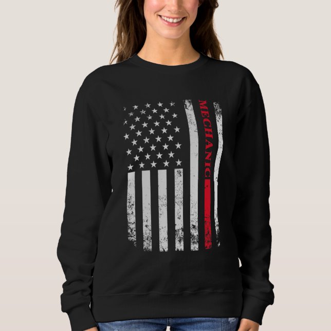 Worker American Distressed Flag Car Mechanic Ameri Sweatshirt (Front)