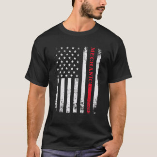 Worker American Distressed Flag Car Mechanic Ameri T-Shirt