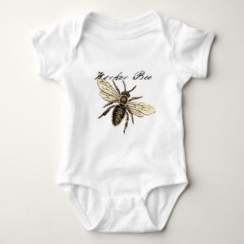 Worker Bee Insect Illustration Baby Bodysuit