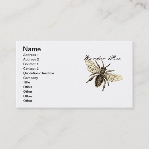 Worker Bee Insect Illustration Business Card