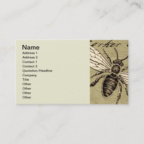Worker Bee Insect Illustration Business Card