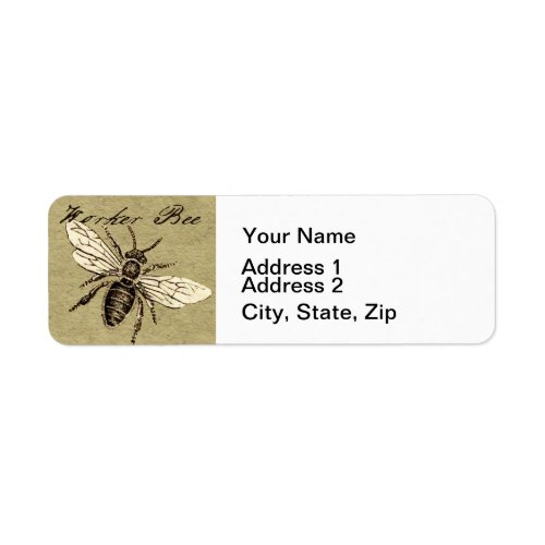 Worker Bee Insect Illustration Label