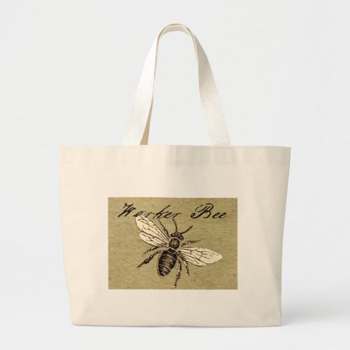 Worker Bee Insect Illustration Large Tote Bag