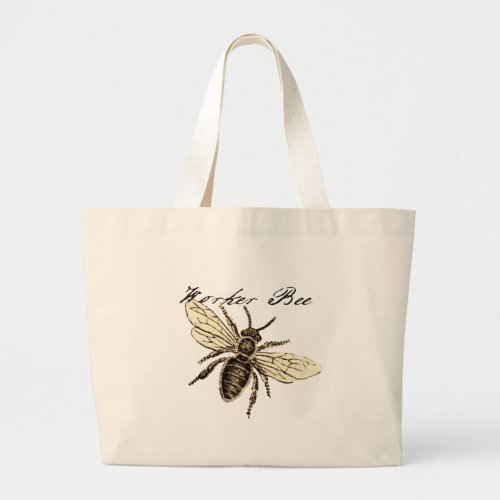 Worker Bee Insect Illustration Large Tote Bag