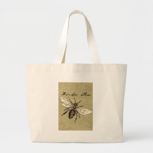 Worker Bee Insect Illustration Large Tote Bag