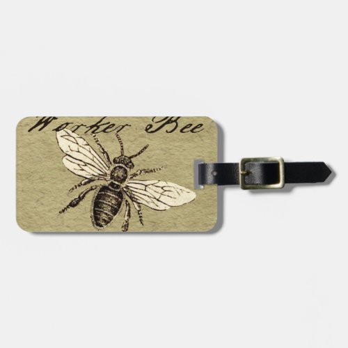 Worker Bee Insect Illustration Luggage Tag