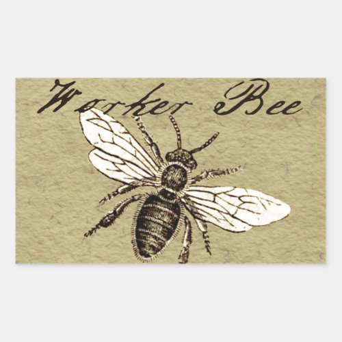 Worker Bee Insect Illustration Rectangular Sticker