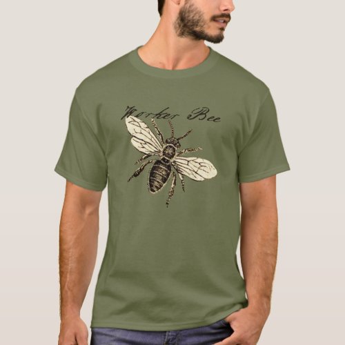 Worker Bee Insect Illustration T_Shirt