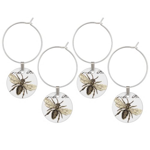 Worker Bee Insect Illustration Wine Charm