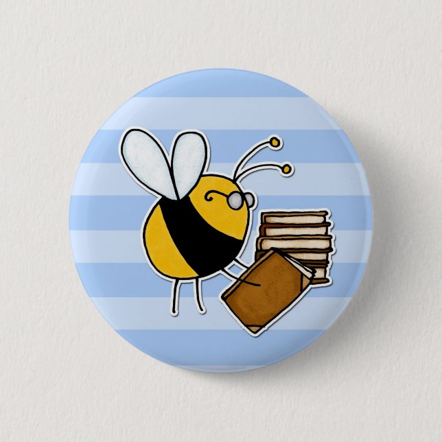 worker bee - librarian button (Front)