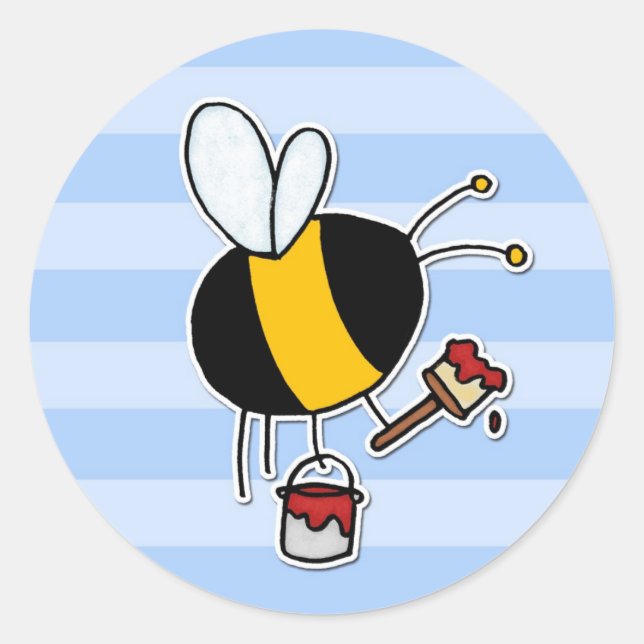 worker bee - painter classic round sticker (Front)