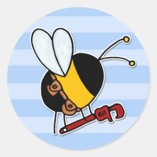 worker bee - plumber classic round sticker