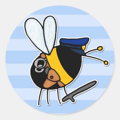 worker bee _ police officer classic round sticker