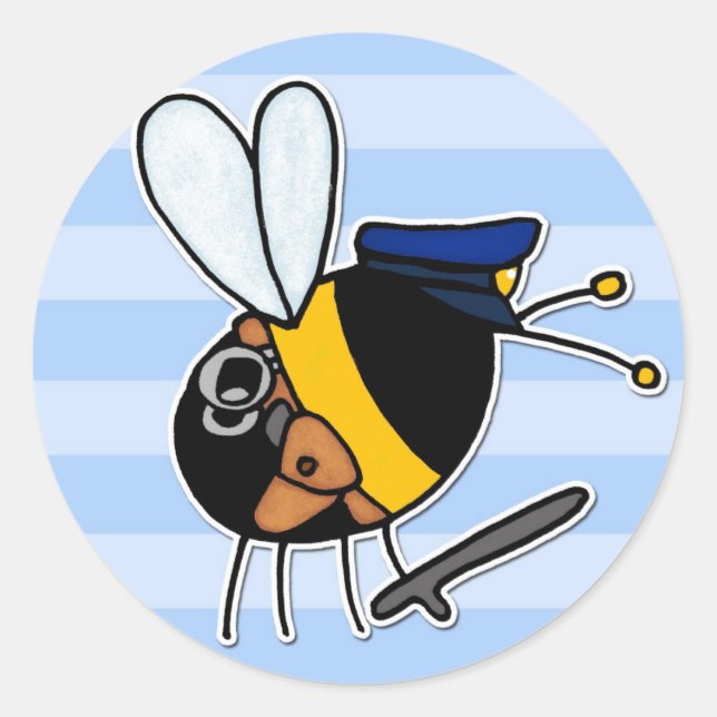 worker bee - police officer classic round sticker (Front)