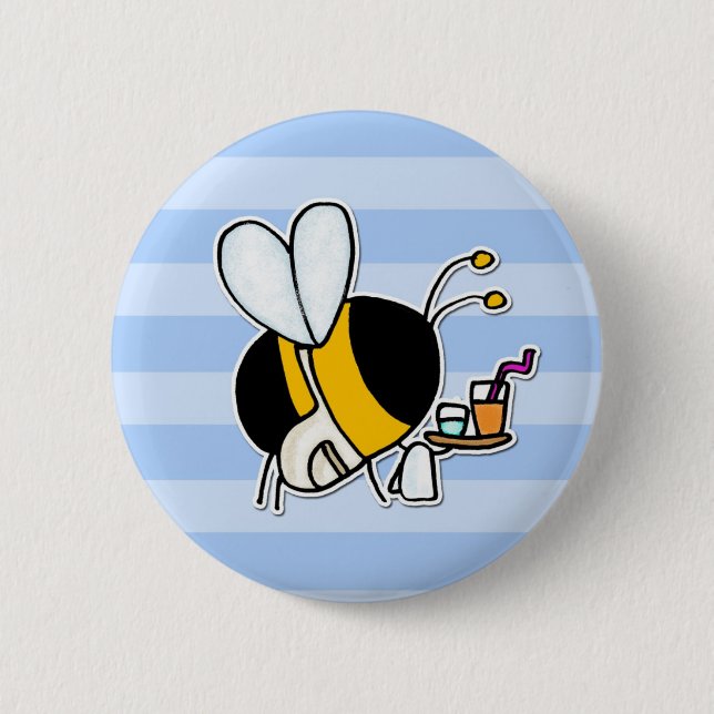 worker bee - waitress pinback button (Front)