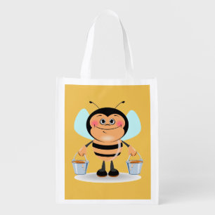 Worker Bumble Bee Carrying Buckets of Honey Grocery Bag