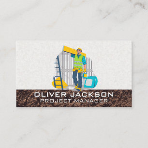 Worker Carrying Supplies to Building Site Business Card