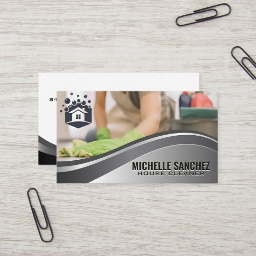 Worker Cleaning  Home Services Business Card