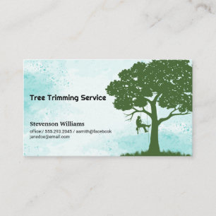 Worker Trimming Tree Landscaping Topiary Business Card