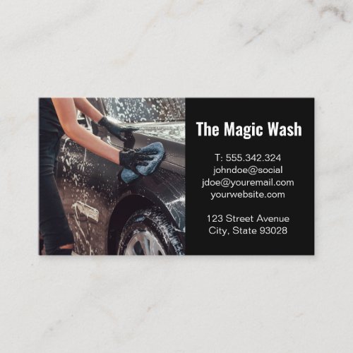 Worker Washing Car Business Card