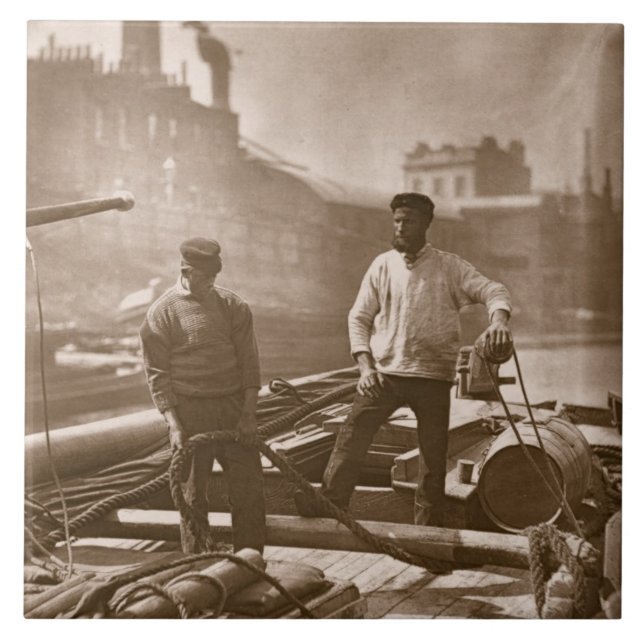 Workers on the 'Silent Highway', from 'Street Life Ceramic Tile (Front)